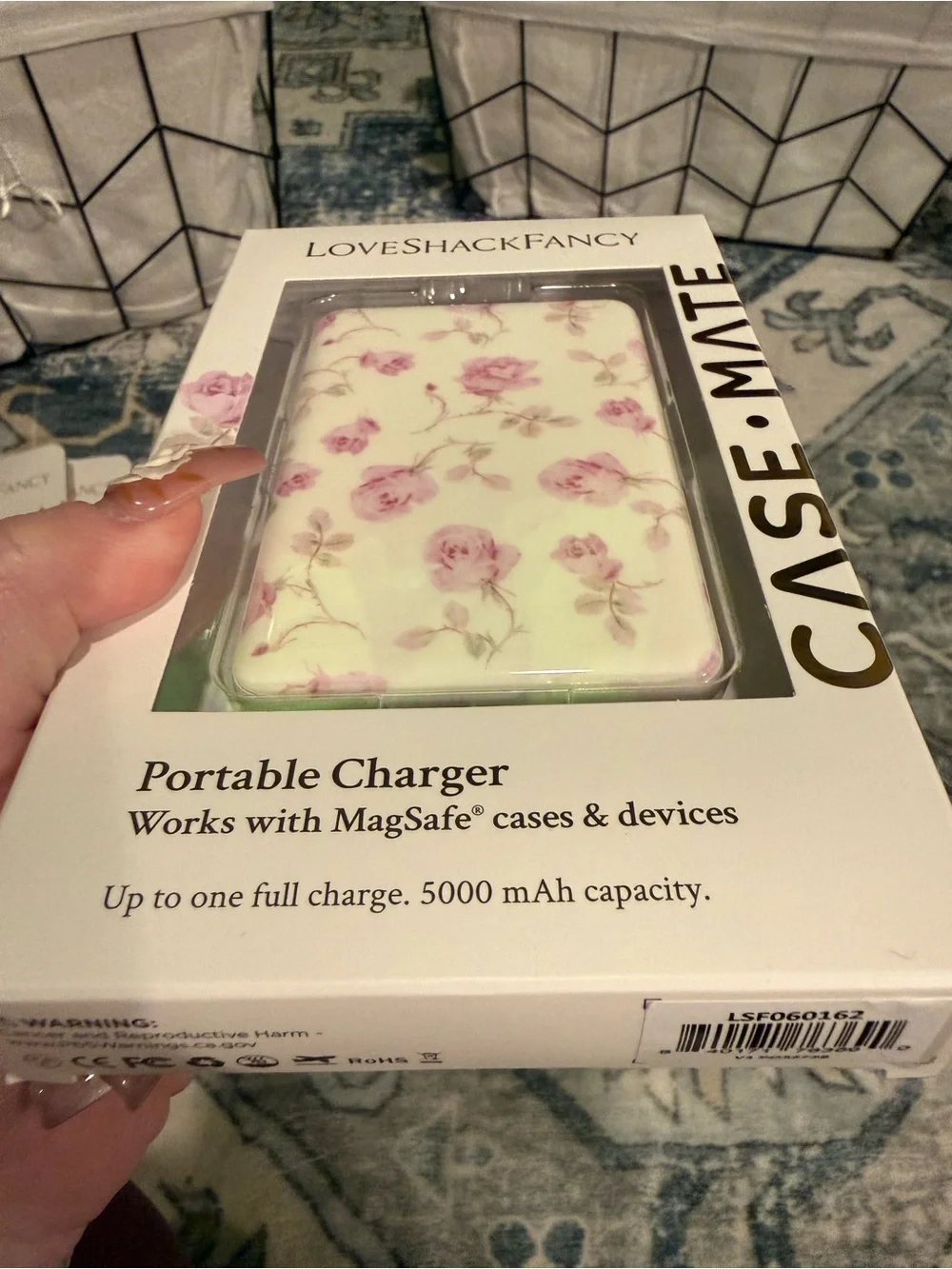 LoveShackFancy Pink Floral MagSafe Portable Charger Case NWT